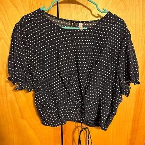 Corset front tie polka dot crop top